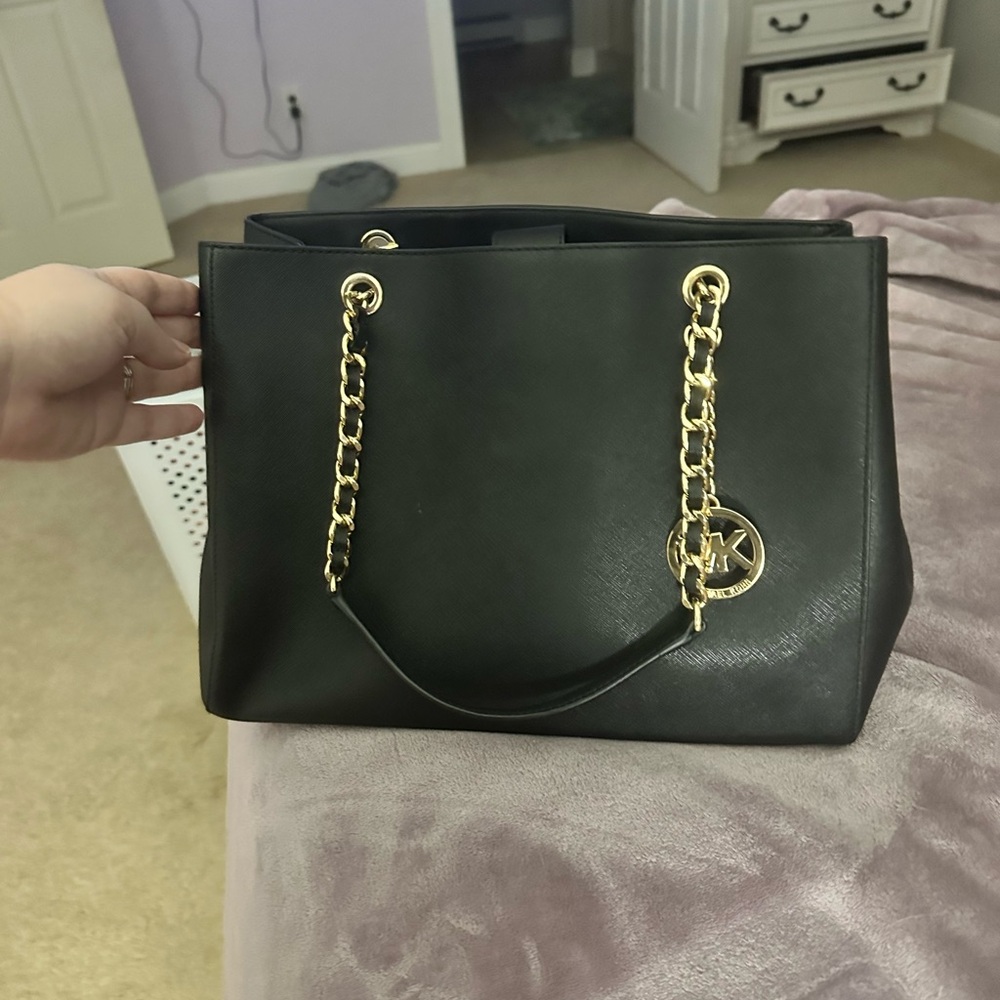MK Black Bag with Gold Accents